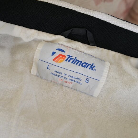 Vintage 90s Nylon Black Varsity Bomber Jacket Sz L - Picture 4 of 7